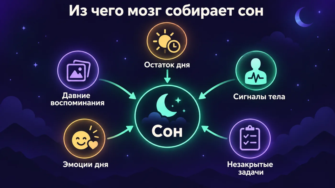 Схема: пять источников, из которых собирается сон